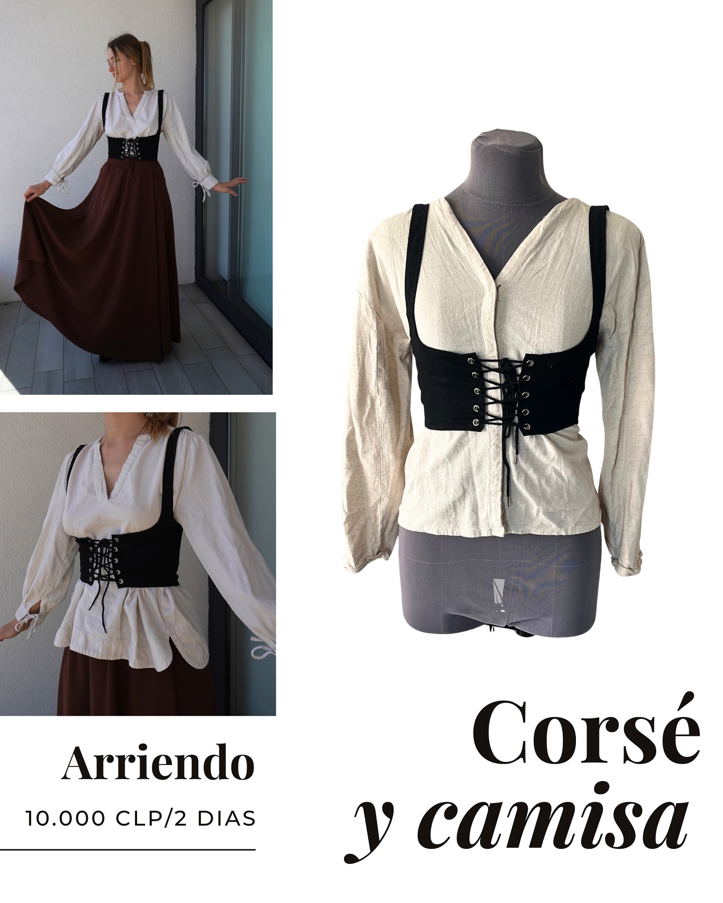 Para arrendar o encargar una confección única a medida, escríbenos por mensaje directo en Instagram 💌 Te responderemos dentro de 24 horas; resolveremos tus dudas y te ayudaremos a elegir la talla. #corsé #médiéval #medievalchile #cosplaychile #altacostura