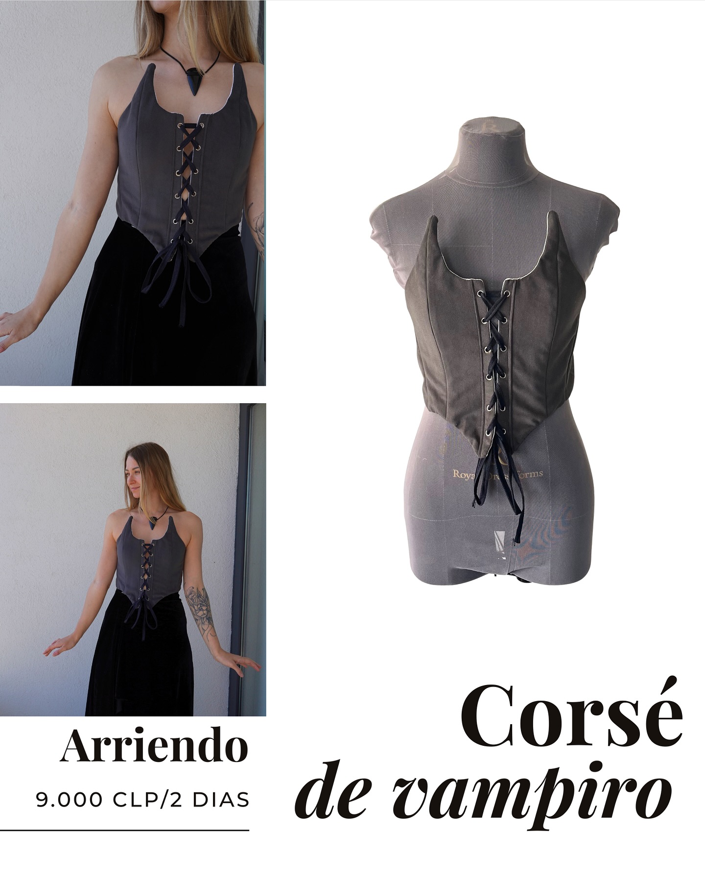 Para arrendar o encargar una confección única a medida, escríbenos por mensaje directo en Instagram 💌 Te responderemos dentro de 24 horas; resolveremos tus dudas y te ayudaremos a elegir la talla. #corsé #vestidosdefiesta #helloween #trajeshelloween #vampire